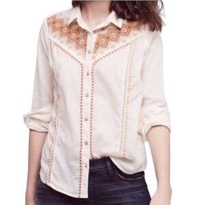 Holding Horses Anthropologie Embroidered Western Top Sz S